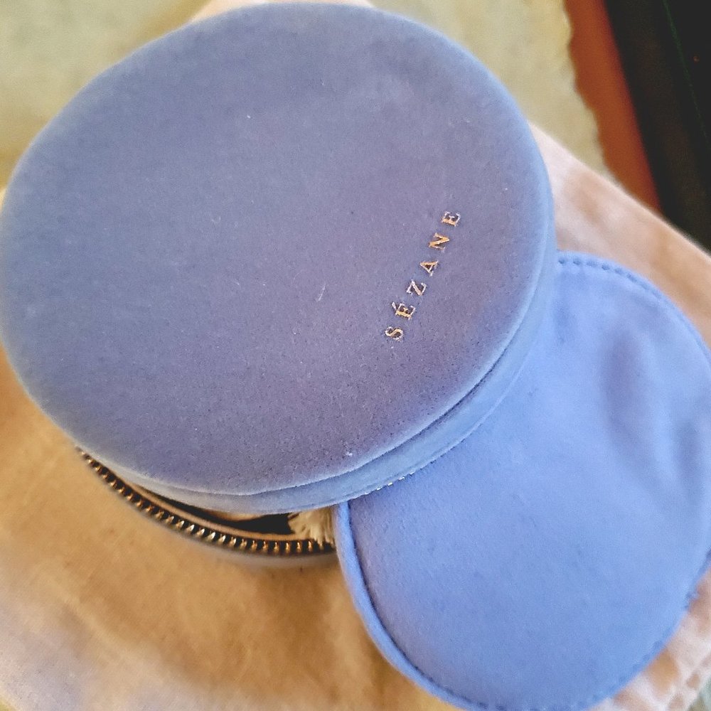 Sezane Blue Jewellry Box with Coordinating Pouch